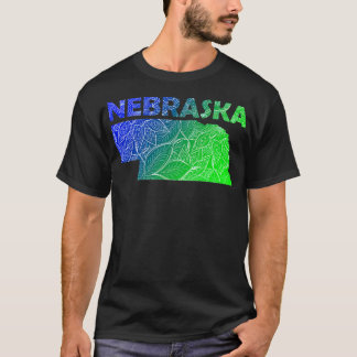T-shirt Carte d'art de mandala colorée du Nebraska avec te