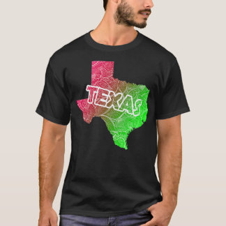 T-shirt Carte d'art de mandala colorée du Texas avec texte
