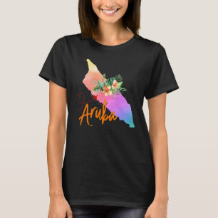 T-shirt Carte d'Aruba vacances familiales pour filles voya