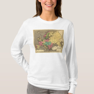 T-shirt Carte d'atlas couleur de main de l'Europe