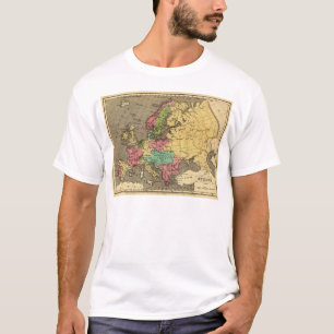 T-shirt Carte d'atlas couleur de main de l'Europe