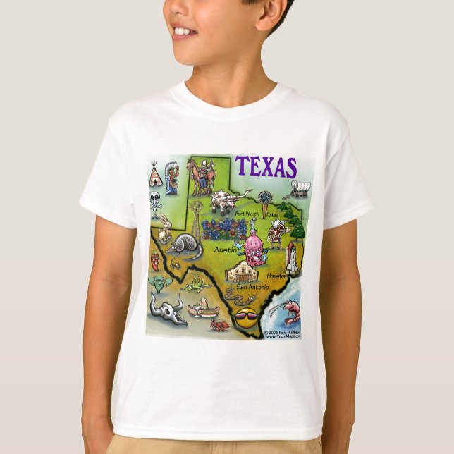 T-shirt Carte de bande dessinée du TEXAS (Devant)