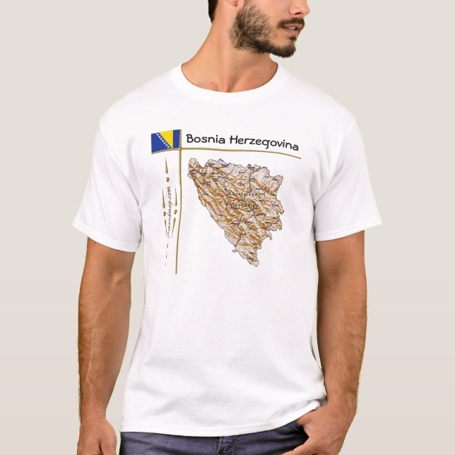 T-shirt Carte de Bosnie-Herzégovine + Drapeau + Titre T-sh (Devant)