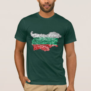 T-Shirt carte de Bulgarie couleur du drapeau