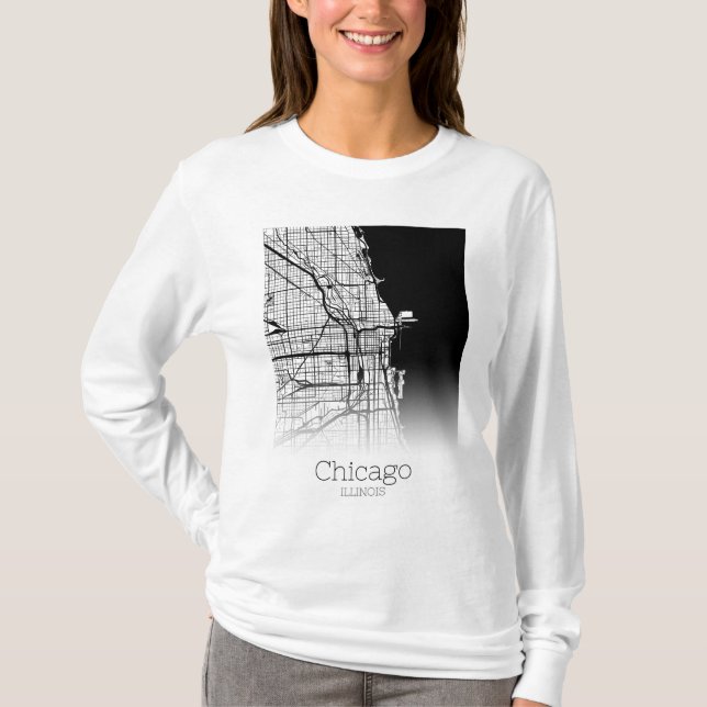 T-shirt Carte de Chicago City (Devant)