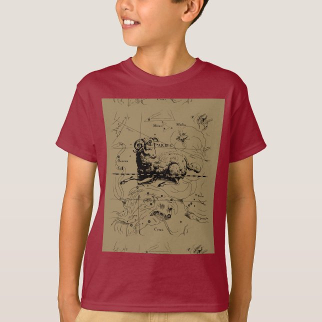 T-shirt Carte de Constellation Aries Hevelius vers 1690 (Devant)