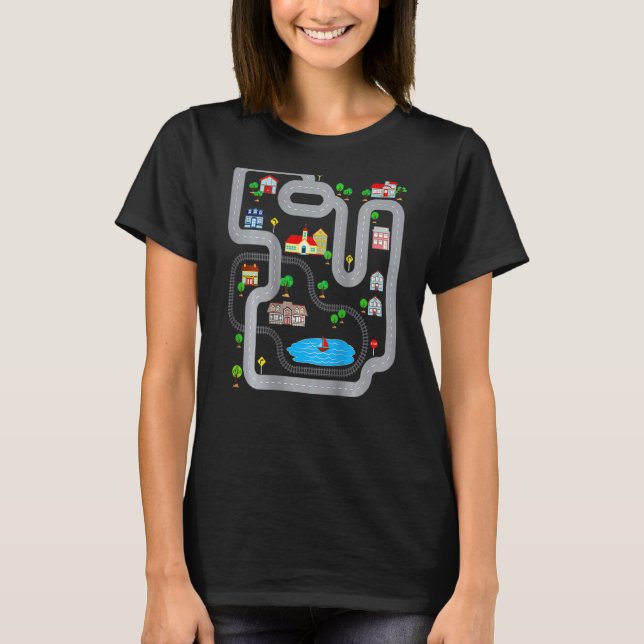 T-shirt Carte De Course Playmat Voiture Piste Sur Le Dos P (Devant)