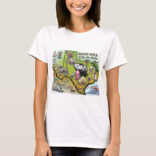 T-shirt Carte de dessin de Round Rock Texas