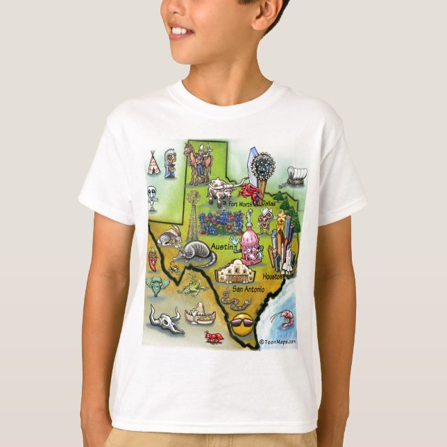 T-shirt Carte de dessin du Texas (Devant)