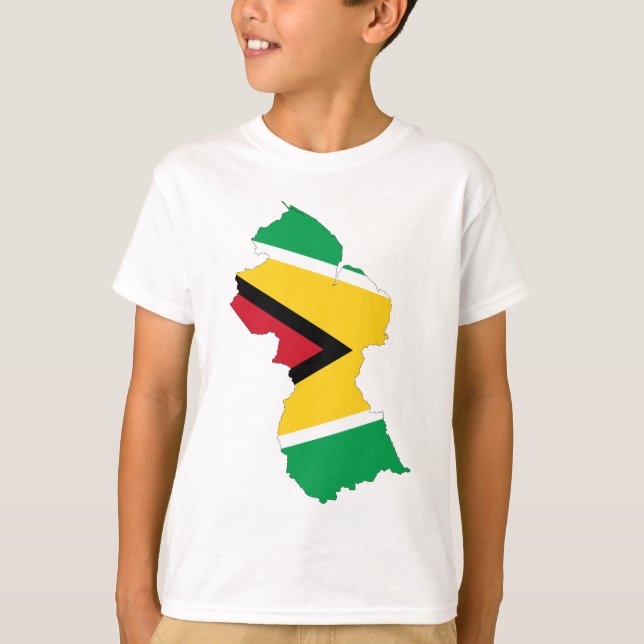 T-shirt Carte de drapeau de la Guyane (Devant)