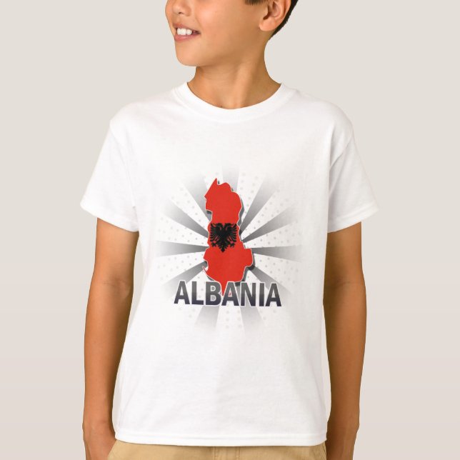 T-shirt Carte de drapeau de l'Albanie (Devant)