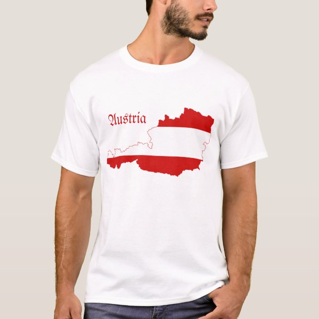 T-shirt Carte de drapeau de l'Autriche (Devant)