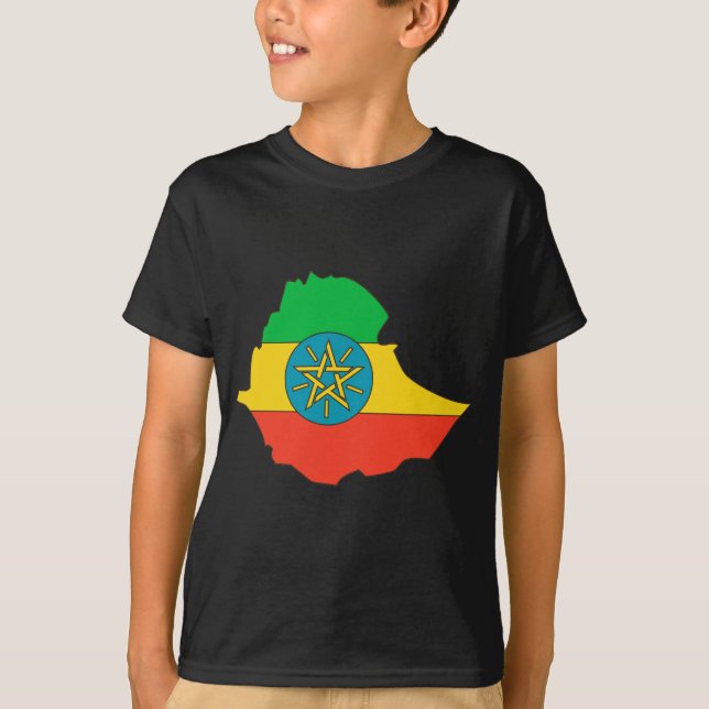 T-shirt Carte de drapeau de l'Ethiopie (Devant)
