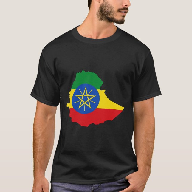 T-shirt Carte de drapeau de l'Ethiopie (Devant)