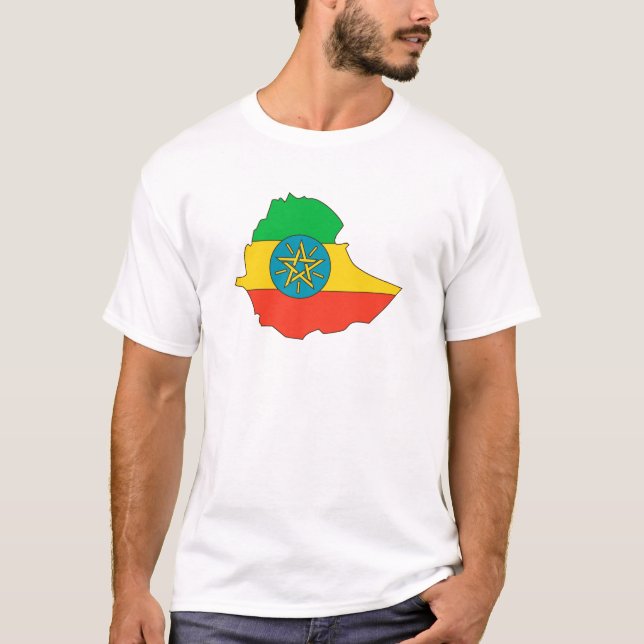 T-shirt Carte de drapeau de l'Ethiopie normale (Devant)