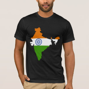 T-shirt Carte de drapeau de l'Inde normale