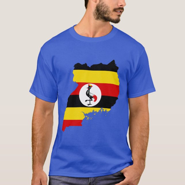 T-shirt Carte de drapeau de l'Ouganda (Devant)