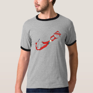 T-shirt Carte de drapeau des Bermudes normale