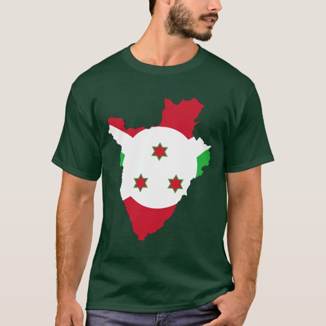 T-shirt Carte de drapeau du Burundi (Devant)