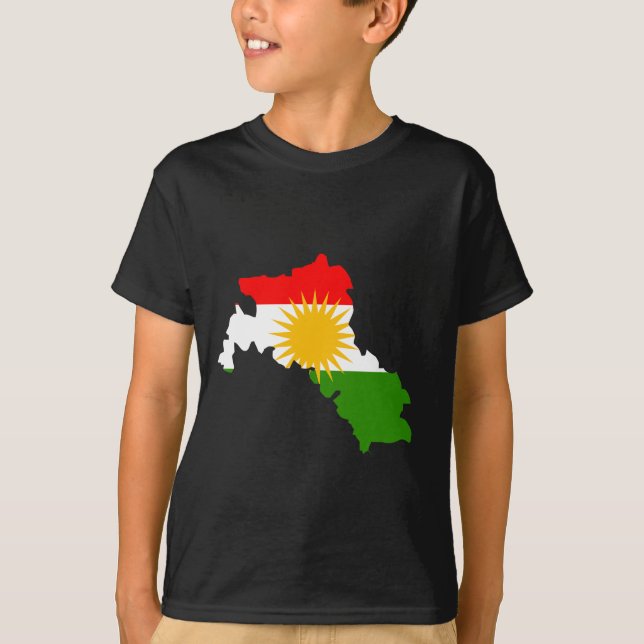 T-shirt Carte de drapeau du Kurdistan (Devant)