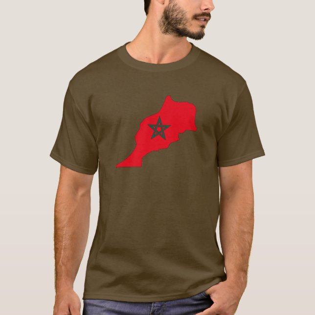 T-shirt Carte de drapeau du Maroc (Devant)