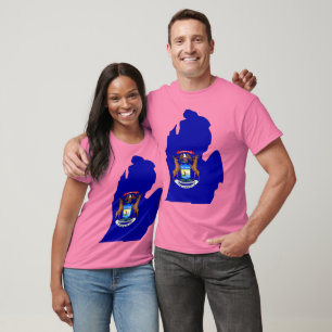 T-shirt Carte de drapeau du Michigan