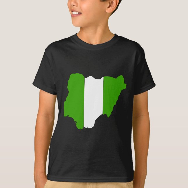 T-shirt Carte de drapeau du Nigéria (Devant)
