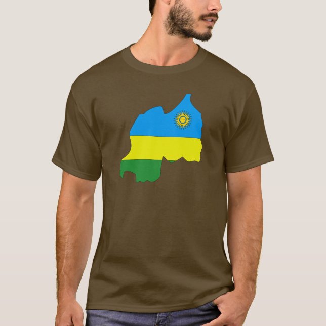T-shirt Carte de drapeau du Rwanda (Devant)