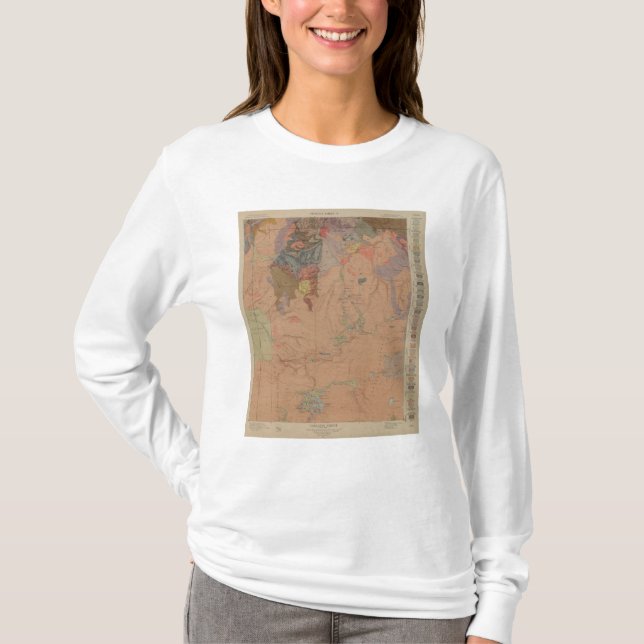 T-shirt Carte de géologie, pièce nationale de Yellowstone, (Devant)