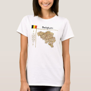 T-Shirt Carte de la Belgique + Drapeau + Titre