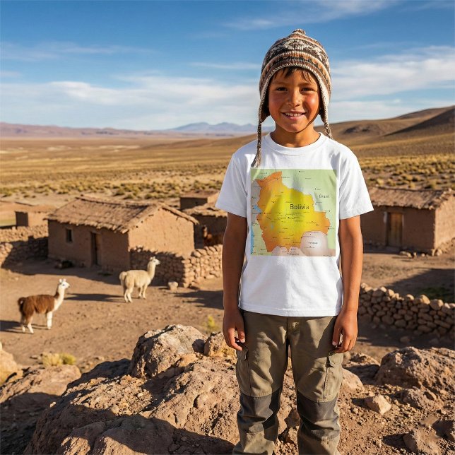 T-shirt Carte de la Bolivie avec les villes et les frontiè (Créateur téléchargé)