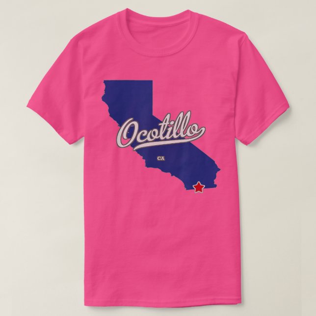 T-shirt Carte de la Californie d'Ocotillo (Design devant)