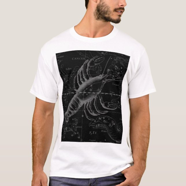 T-shirt Carte de la constellation du cancer Black Hevelius (Devant)