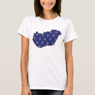 T-shirt Carte de la Hongrie du motif d'art populaire de