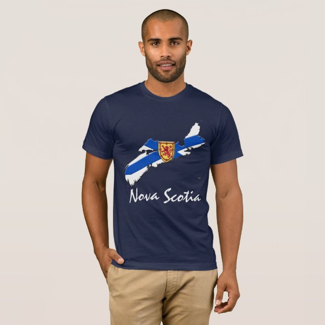 T-shirt Carte de la Nouvelle-Écosse bleu (Devant entier)