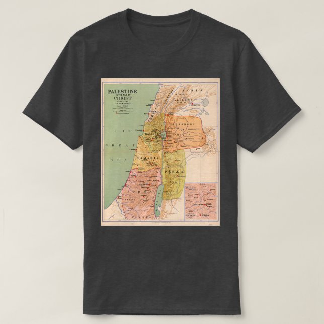 T-shirt Carte de la Palestine au temps du Christ à 70 A (Design devant)
