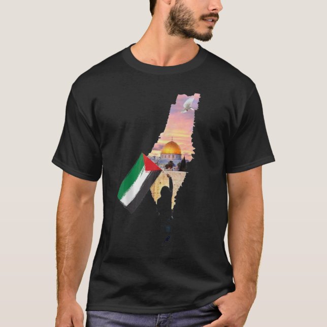 T-shirt Carte de la Palestine libre Drapeau Jérusalem-s So (Devant)