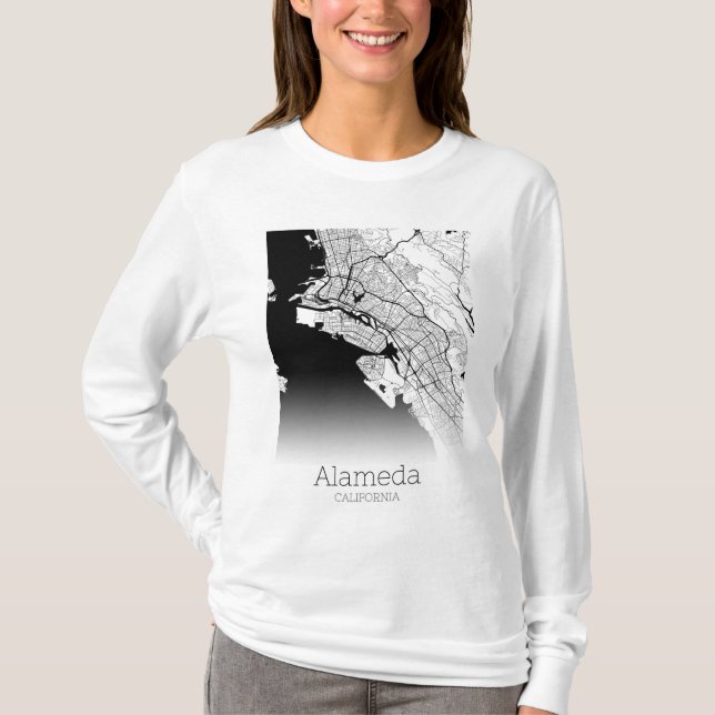 T-shirt Carte de la ville d'Alameda (Devant)