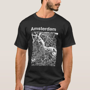 T-shirt Carte de la ville d'Amsterdam Pays-Bas