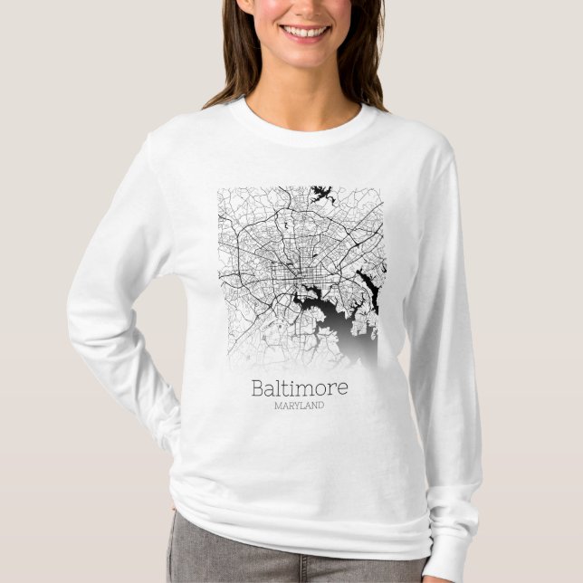 T-shirt Carte de la ville de Baltimore (Devant)