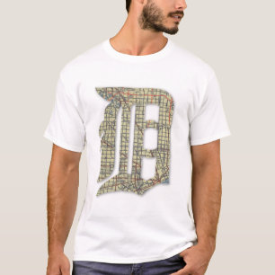 T-shirt Carte de la ville de Détroit Vieux anglais D