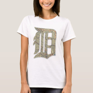 T-shirt Carte de la ville de Détroit Vieux anglais D