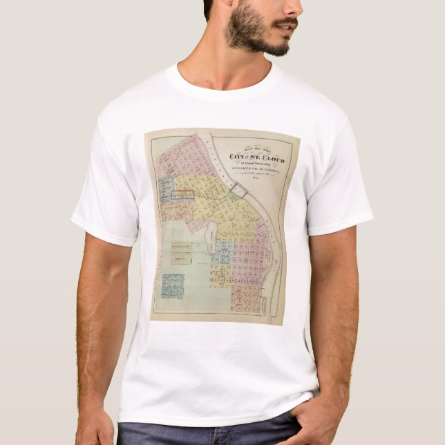 T-shirt Carte de la ville du nuage de St, Minnesota (Devant)