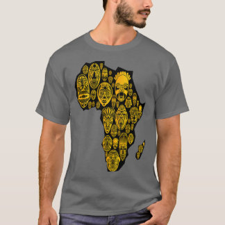 T-shirt Carte de l'Afrique avec des masques ethniques trib