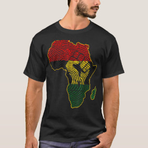 T-shirt Carte de l'Afrique Drapeau africain Empreinte noir
