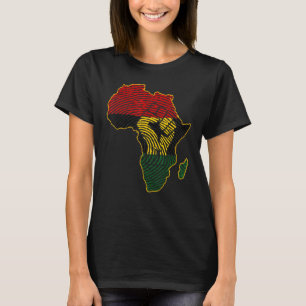 T-shirt Carte de l'Afrique Drapeau africain Empreinte noir