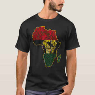 T-shirt Carte de l'Afrique Drapeau africain Empreinte noir