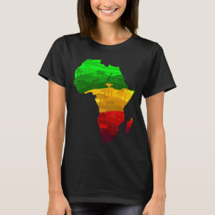 T-shirt Carte de l'Afrique Vert Jaune Rouge Fière Africain