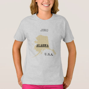 T-shirt - Carte de l'Alaska avec ville