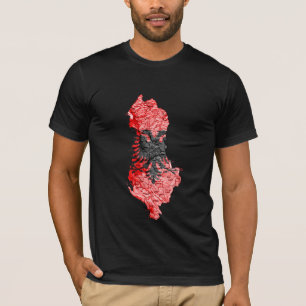T-Shirt carte de l'Albanie couleur du drapeau